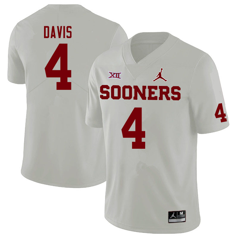 Jordan Brand Men #4 Jaden Davis Oklahoma Sooners College Football Jerseys Sale-White
